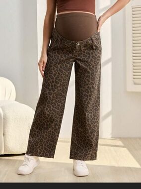 Maternity Leopard Print Wide-Leg Pants